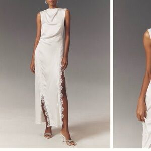 Elegant White Lace Trim Dress